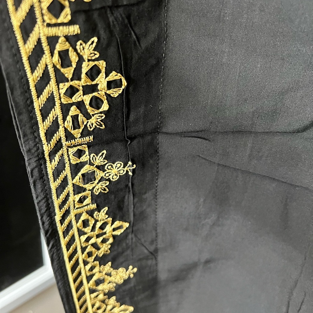 Elegant Black Gold Embroidered Kaftan Cover Up Maxi Dress - Picture 11 of 13